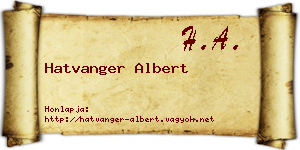 Hatvanger Albert névjegykártya