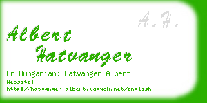 albert hatvanger business card